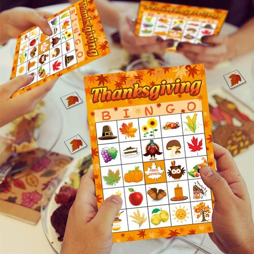 Thanksgiving Day Bingo Game Party Supplies Gift for Kids Adult 24 Player