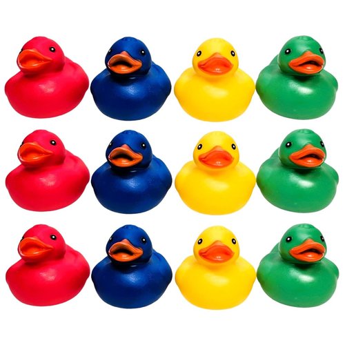 Classic Colorful Floating Rubber Ducks (12 Pack) Fun Toys for Carnivals and Party Bath Tub Toys and Jeep Duck Ducking