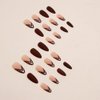 ANDGING Matte Red Press on Nails Almond Short Medium French Tip Glue on Nails with Striped Design Fake Nails for Wedding Birthday Acrylic False Nails Women Girls 24Pc Gel Stick on Nail with Glue AL99