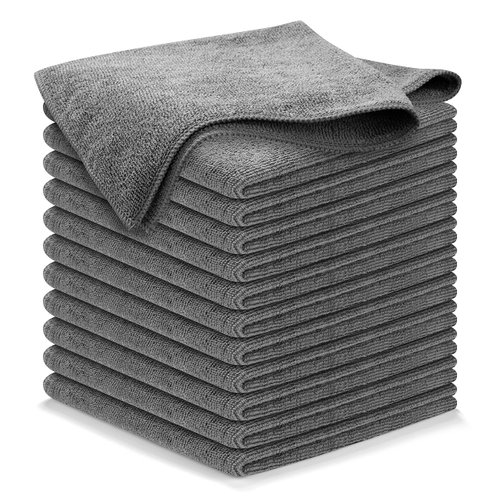 USANOOKS Microfiber Cleaning Cloth Grey - 12 Packs 12.5"x12.5" - High Performance - 1200 Washes, Ultra Absorbent Towels Weave Grime & Liquid for Streak-Free Mirror Shine - Car Washing Cloth