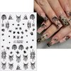 4 Sheets Rhinestones Halloween Stickers 3D Self Adhesive Spider Ghost Nail Art Stickers Glitter Luxury Charms Nail Decals Spooky for Women Halloween DIY Manicure Salon
