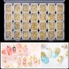 28 Grids Gold Metal Nail Art Studs, 3D Metal Nail Charms,Mix Geometry Nail Art Glitter Flakes Decorations Set, Rivet Jewelry Accessories for Women Girls Manicure Supplies DIY Nail Crafts Sequins