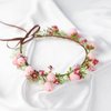 KorViSHOW Handmade Flower Crown Flower Hair Wreath Women Headband Green Leaf Headpiece Weeding Hair Accessories for Bridal Girls Halo Headdress(Pink Style)