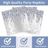 98 Pieces Silver Happy Birthday Decorations for 24 Guests Diamonds Silver Glitter Birthday Party Plates and Napkins Tablecloths Silver Birthday Tableware Set Baby Shower Wedding Party Favors
