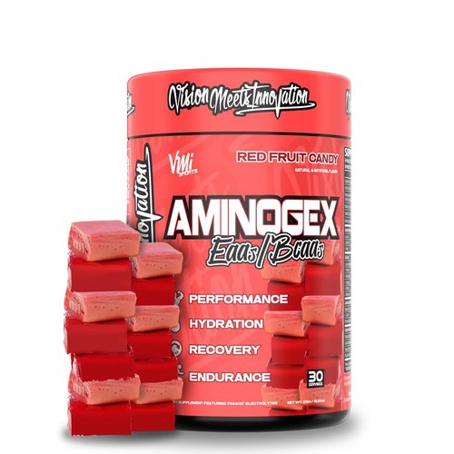 Aminogex Ultra | BCAA Powder | Amino Acids + Betaine and Glutamine | Amino Acid Post Workout Recovery Drink | Intra Workout Drink with Electrolytes | (30 Servings) (Red Fruit Candy, 18.2 Ounces)