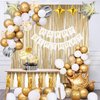 KATBUU Gold Birthday Decorations - Golden Birthday Party Decorations, Happy Birthday Decorations for Women Boys Girls Men, Golden Birthday Decor, White and Gold Birthday Decorations Set