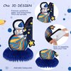9 Pieces Outer Space Themed Honeycomb Centerpiece Outer Space Party Decorations Birthday Party Table Toppers Double Sided Table Decorations Planet Rocket Astronaut UFO Solar System Party Supplies