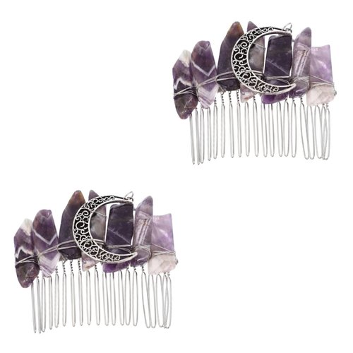 2pcs Crystal Crown Hair Comb Party Hair Comb Hair Accessories Moon Star Hair Comb Hair Comb Headdress Women Headdress Crystal Headdress Chic Hair Comb Crystal Hair Comb