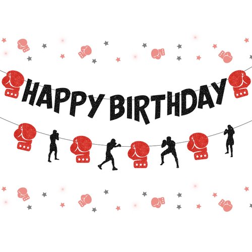 Boxing Birthday Party Decorations Banner Garland Wrestling Party Supplies Boxing Match Fight Sports Theme Boxer Birthday Party Decorations