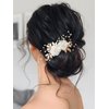 SWEETV Flower Bride Wedding Hair Comb Pins Pearl Bridal Hair Pieces Leaf bridal Hair Accessories Hair Clip Bride Side Combs Wedding Hair Accessories for Brides Women and Girls Party Prom Gift