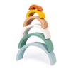Janod - Sweet Cocoon Wooden Rainbow Turtle Stacking and Pull Toy 7 Piece Building and Nesting Stack with 6 Pastel Arches, Wobbling Head and Tail and String - Ages 18 Months+ - J0440