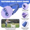 Wagorific Dog Flying Disc with Durable Tug of War Rope for Medium/Large Aggressive Chewers Dog Natural Rubber Interactive Fetch Frisbee Toys Purple and Blue Vine2