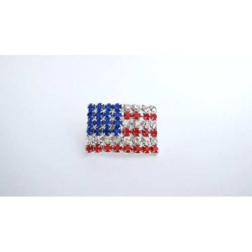 Generic Extra small american flag red white and blue crystal hair clip fine thin hair
