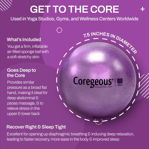 Tune Up Fitness – Coregeous Ball | Psoas Release Tool, Abdominal, Belly & Lower Back Release | Core Ball, Exercise Ball for Low Back, Stress & Digestive Relief, Improved Breathing & Sleep (Iris)