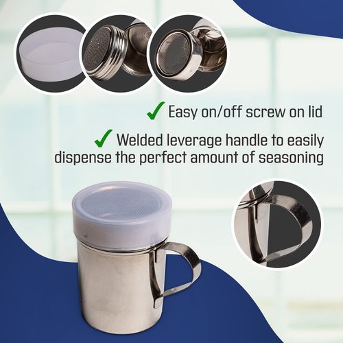 Dozenegg Stainless Steel Versatile Dredge Shaker, Set of 2 Powder Sugar Shaker Duster, Stainless Steel Powder Sugar Shaker with Handle, Sifter For Cinnamon Sugar Pepper Powder Cocoa Flour (silver)