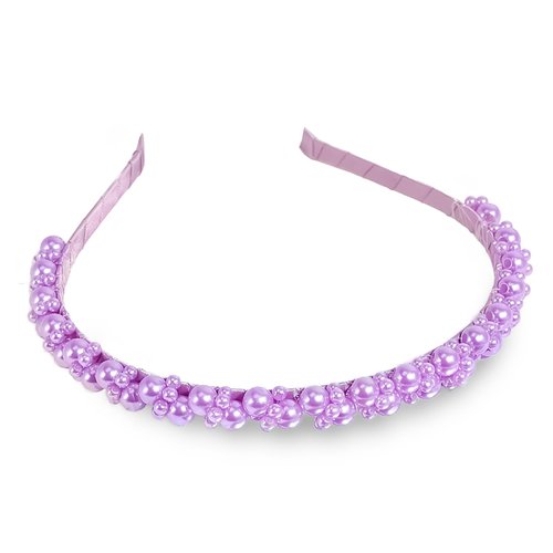 Doneace Pearl Headband Purple Faux Pearls Rhinestones Hairbands Bridal Hair Hoop Wedding Hair Accessories Fashion Stylish Beaded Headbands for Women Girls 1PCS