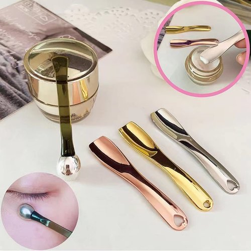 Metal Cosmetic Spatulas, 3Pcs Makeup Spatula Mini Eye Cream Applicator Facial Cream Mask Scoop Tool Tiny Spatulas for Cosmetics Beauty Accessories