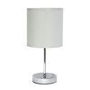 Simple Designs LT2007-SLT Chrome Mini Basic Table Lamp with Fabric Shade, Slate Gray