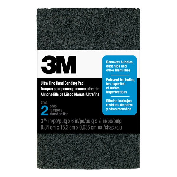 3M Hand Sanding Pads, Ultra Fine, 3 7/8 in. x 6 in. x 1/4 in., 12-Pack