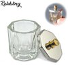 Rolabling Glass Crystal Dappen Dish with Metal Lid Nail Art Acrylic Powder Nail Art Tools (size-2)
