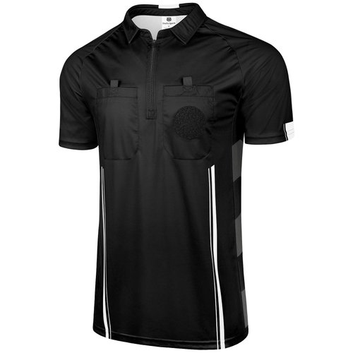 FitsT4 Sports Pro Soccer Referee Jersey Short Sleeve Ref Shirts Black Small