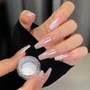 White Chrome Nail Powder Super Glossy Clear Mirror Effect Smooth Pearl Glitter Pigment Powder, White Ice Transparent Unicorn Nail Chrome Powder for Gel Polish Nails Art Design with Tools