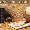 Hahafelt 76 Pcs Pirate Party Tablecloth Treasure Map and Pirate Gold Coins and Pirate Gems Table Cover Plastic Island Treasure Pirate Nautical Party Supplies for Treasure Theme Birthday Party Decor