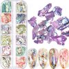 Abalone Seashell Slices, 3D Nail Art Glitter Sequins Irregular Thin Flakes Nail Design Shell Slices Decoration UV Gel Shiny Accessories Mermaid DIY Acrylic Nails Supplies for Women Girls(12 Grids)