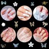 3D Flowers Nail Art Charms Rhinestones Kit - Includes 12Grid 400Pcs Acrylic Flower 1500Pcs AB Nail Rhinestones 200Pcs Acrylic Butterfly Bow Flower Bear Nail Art Charms for Nail Art Craft Decoration