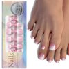 Maigitur Toe Nail Tips - Short Gradient Toenail Press Ons, 120Pcs Pink White Ombre Soft Gel Toe Nail Tips, Soak Off Press On Toenails Square Fake Toes for Women Girls Manicure