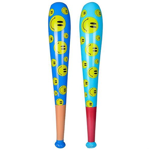 The Dreidel Company Baseball Bat Inflate Happy Face Design, 3.5' Feet Tall, Assorted Colors (2-Pack)
