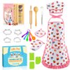 Toyze Birthday Gifts for 3-8 Year Old Girls Cute Stuff Apron for Girls Kids Cooking Sets Toddler Toys Kids Chef Hat and Apron Easter Christmas Stocking Stuffers White-with Cookbook