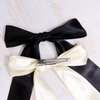 4 Pack Hair Bows for Girls, Hair Clips Hair Ribbons for Women, Satin Bow Hair Clips for Toddlers(Beige, Black)