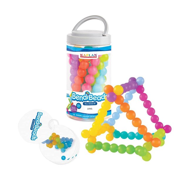 Kaplan Early Learning BendiBeads - Rainbow - Set of 12 - Twistable, Connectable, Stretchable 3D Building Kit - Fine Motor Development Toy for Toddlers and Kids