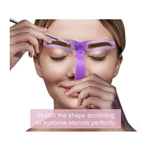 Purple Washable Eyebrow Stencils, Eyebrow Shaping Kit, Eyebrow Template,8 Styles Reusable Eyebrow Stencil with Handle and Strap Eyebrow Color Eyes