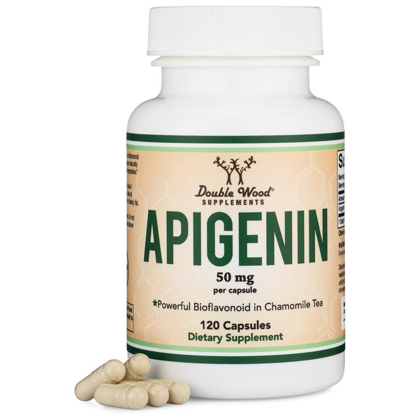 Apigenin Supplement - 50mg per Capsule, 120 Count (Powerful Bioflavonoid Found in Chamomile Tea for Relaxation, Sleep, and Mood) Senolytic Flavonols for Aging (Gluten Free) by Double Wood