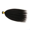 ZigZag Hair Kinky Straight Flat Tip Human Hair Extensions Yaki Straight Flat Tip Keratin Hair Extensions 100strands Hair Extensions Fusion Human Hair Natural Color (Kinky Straight, 12 Inch)