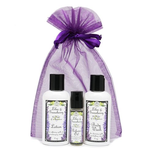 Lilac & Gooseberry Gift Set | Perfume with Travel Size Lotion and Body Wash | Yennefer Scent of a Sorceress by Bella Des Natural Beauty