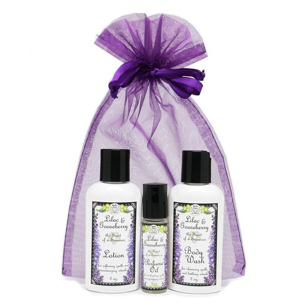 Lilac & Gooseberry Gift Set | Perfume with Travel Size Lotion and Body Wash | Yennefer Scent of a Sorceress by Bella Des Natural Beauty