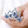 JAKAWIN Girls Crystal Rhinestone Hair Comb Christmas Tiara Crown Headpiece Birthday Gifts Hair Accessories (Blue)
