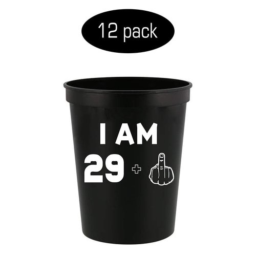 Veracco I am 29+1 Middle Finger Stadium Party Cup Funny Birthday Gag Gifts For Him Her Thirty And Fabulous (Black)