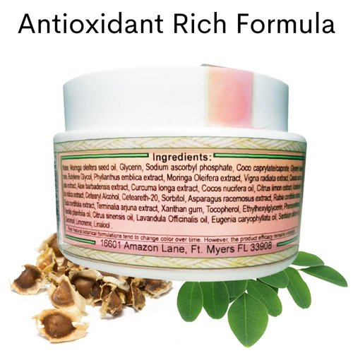 Moringa Energy Life Anti Aging Cream 13 Powerful Ayurvedic Herbs with Antioxidants, Virgin Oils of Moringa, Sesame, Sunflower for Wrinkle Cream, Fine Lines, Spots in Moringa Cream for Face, 3.4 oz