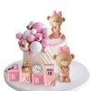 Bear Cake Toppers Balls Cake Decorations with BABY Letters for Baby Shower Gender Reveal Bear Themed Birthday Party Supplies (Girl)