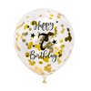 Gold 7th Confetti Latex Balloons, Girls or Boys Happy 7 Years Birthday Party Balloon Decoration With Confetti, 12in, 16 Pack