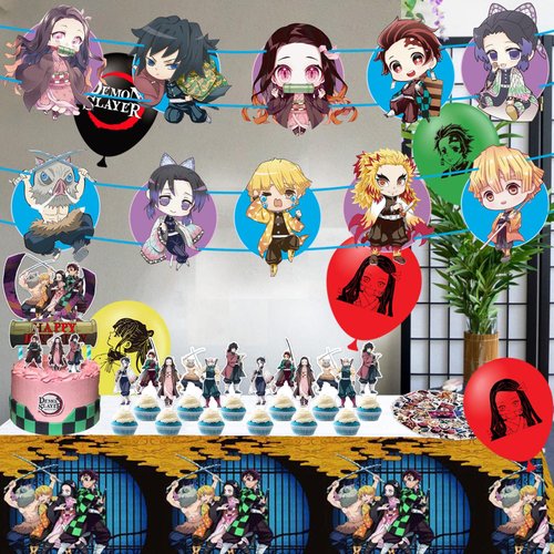 WOOACME Birthday Party Decorations, Party Porch Sign, Banner Decorations for Anime Theme Party Outdoor Indoor Home Decorations