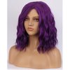BERON 14" Women Girls Short Curly Wavy Bob Wig Rose Net with Wig Cap (Purple)