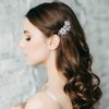 Mabor 4Pcs Rhinestone Bridal Hair Clip Decorative Crystal Faux Flower Hair Pins Sparkly Silver Headpiece Accessories for Wedding Party Prom Bling Barrette for Women Girls Bridesmaid Bride