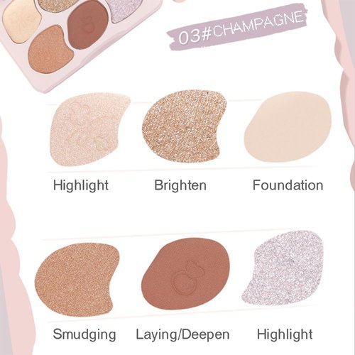 Colorful flow color eye shadow plate Pearlescent fine flash matte low saturation brightening high gloss eye shadow one plate (03#Champagne)