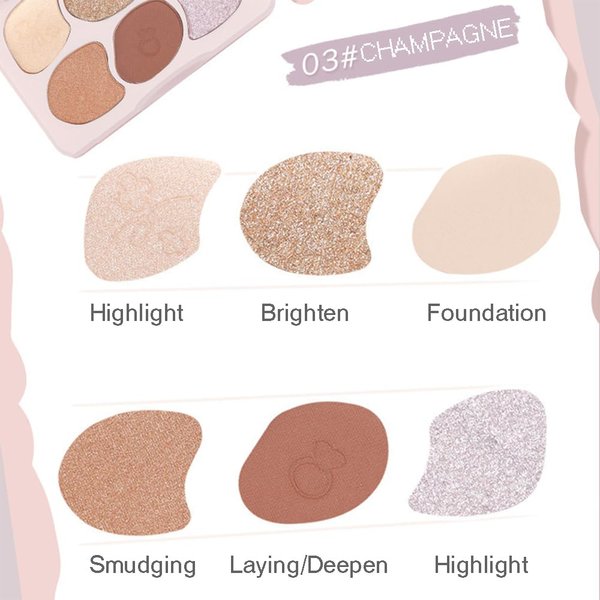 Colorful flow color eye shadow plate Pearlescent fine flash matte low saturation brightening high gloss eye shadow one plate (03#Champagne)