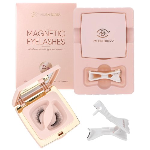 Magnetic Eyelashes, Reusable Dual Magnetic Lashes without Eyeliner, Natural Look Magnetic Eyelashes with Applicator, Soft Magnets False Eyelashes, Easy to Wear, No Glue & No Makeup Remover